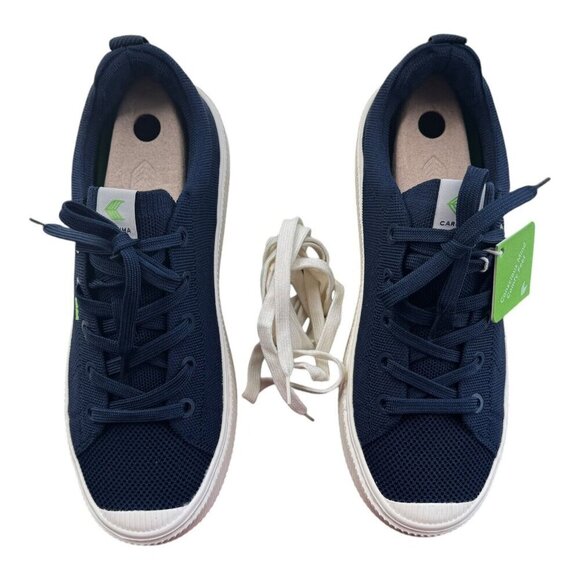 Cariuma Unisex IBI Low Top Vegan Bamboo Knit Lace Up Sneakers US M 9 W 10.5 Blue - Picture 5 of 14